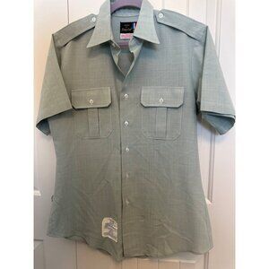 Vintage Men's FLYING CROSS Uniform Shirt - Green Short Sleeve Size Small 10 1/2